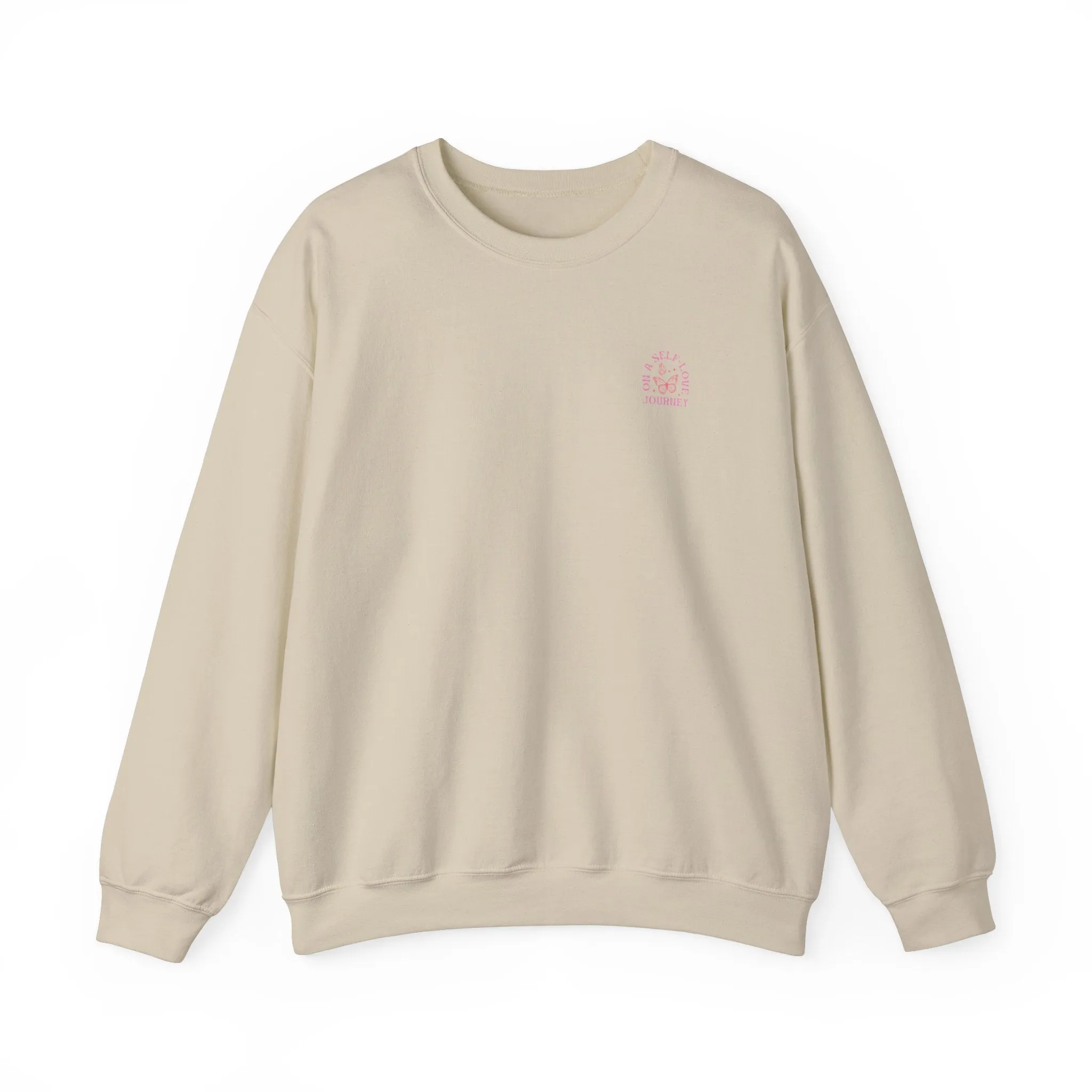On A Self love Journey Front and back Double sided shirt Self Love club Happiness Unisex Heavy Blend™ Crewneck Sweatshirt