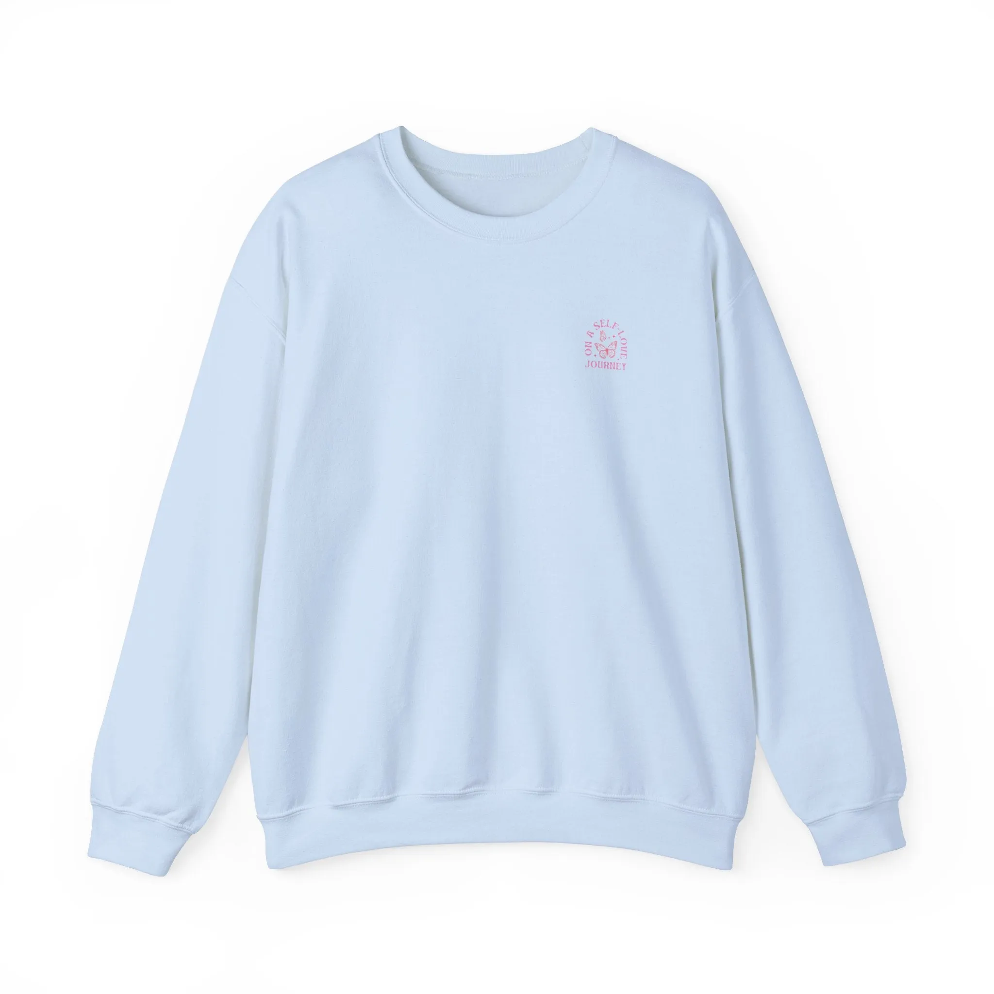 On A Self love Journey Front and back Double sided shirt Self Love club Happiness Unisex Heavy Blend™ Crewneck Sweatshirt