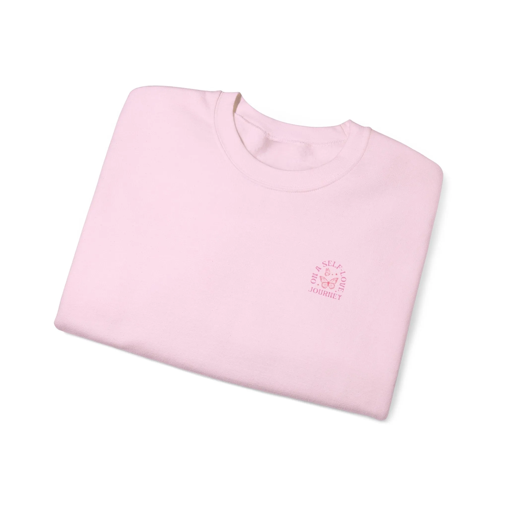 On A Self love Journey Front and back Double sided shirt Self Love club Happiness Unisex Heavy Blend™ Crewneck Sweatshirt