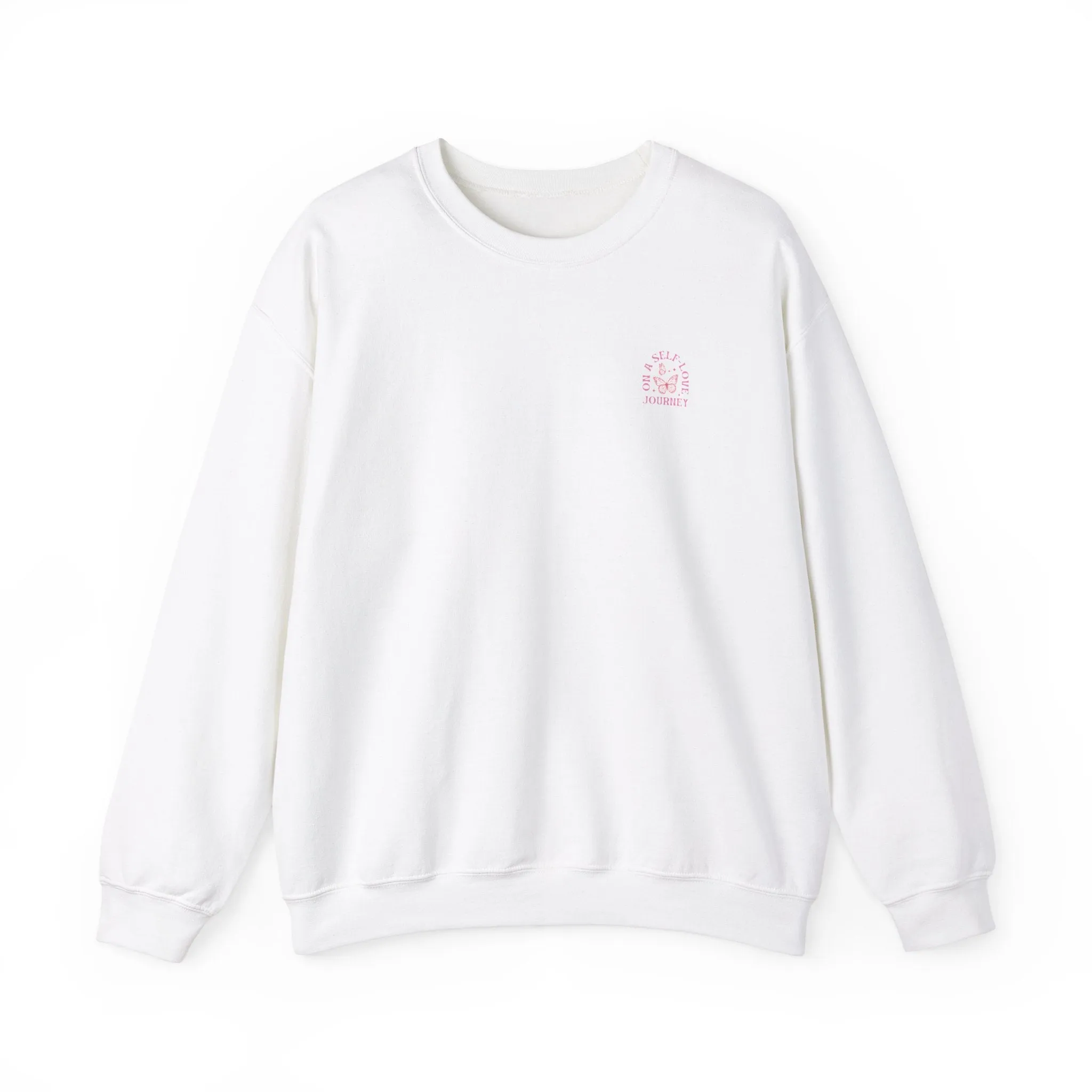 On A Self love Journey Front and back Double sided shirt Self Love club Happiness Unisex Heavy Blend™ Crewneck Sweatshirt