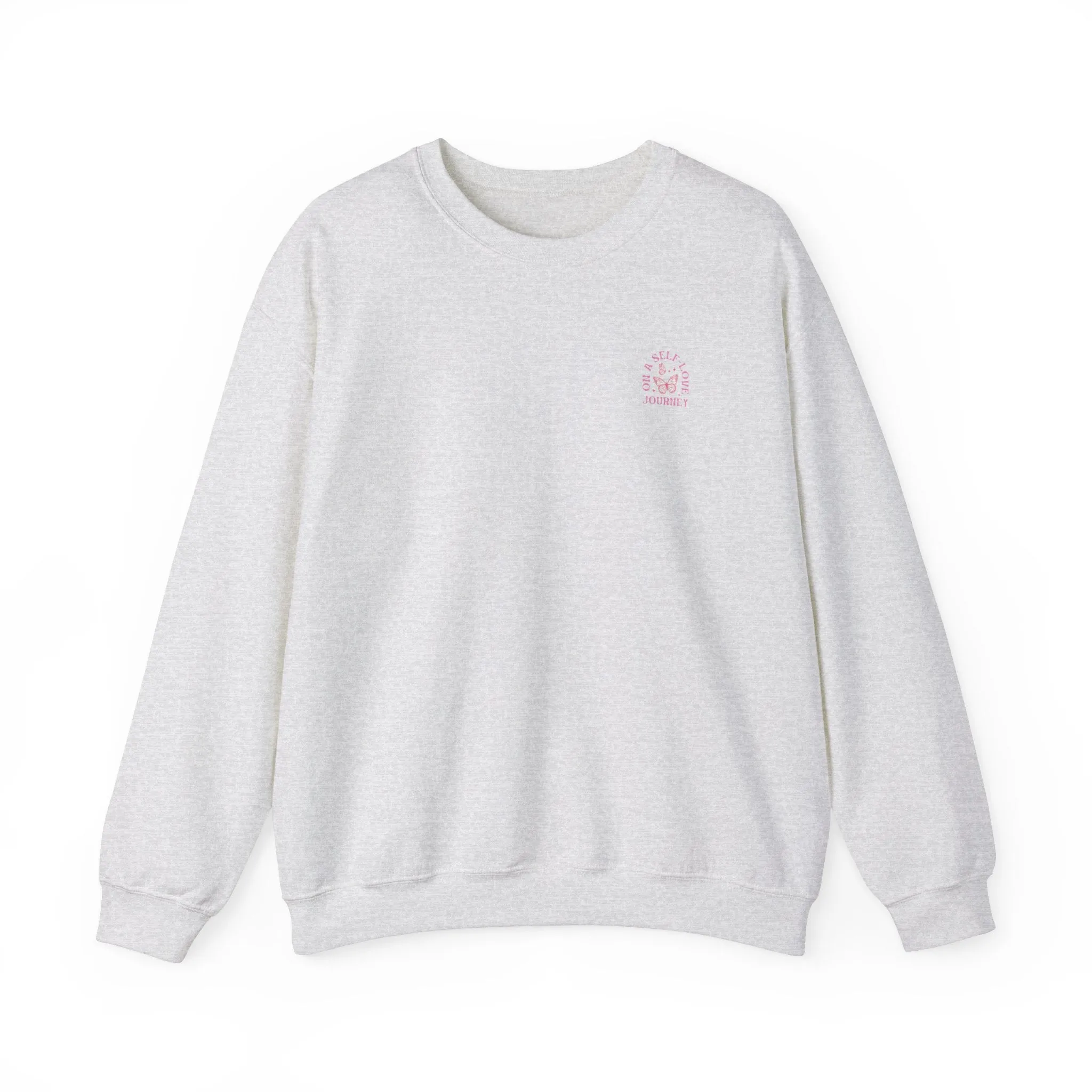 On A Self love Journey Front and back Double sided shirt Self Love club Happiness Unisex Heavy Blend™ Crewneck Sweatshirt