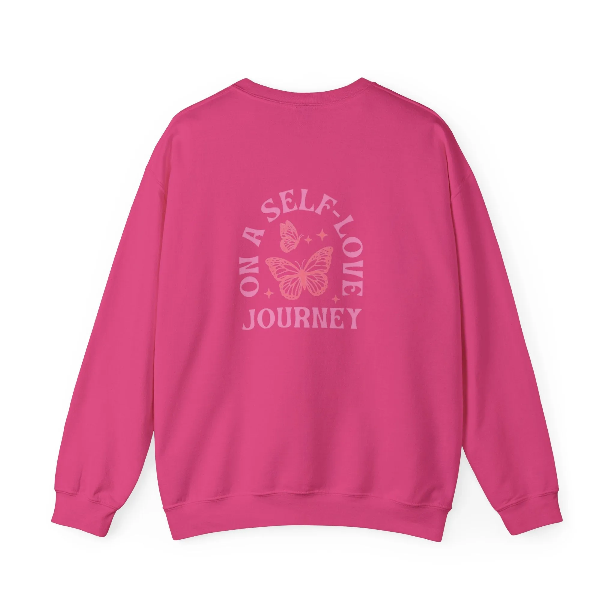 On A Self love Journey Front and back Double sided shirt Self Love club Happiness Unisex Heavy Blend™ Crewneck Sweatshirt
