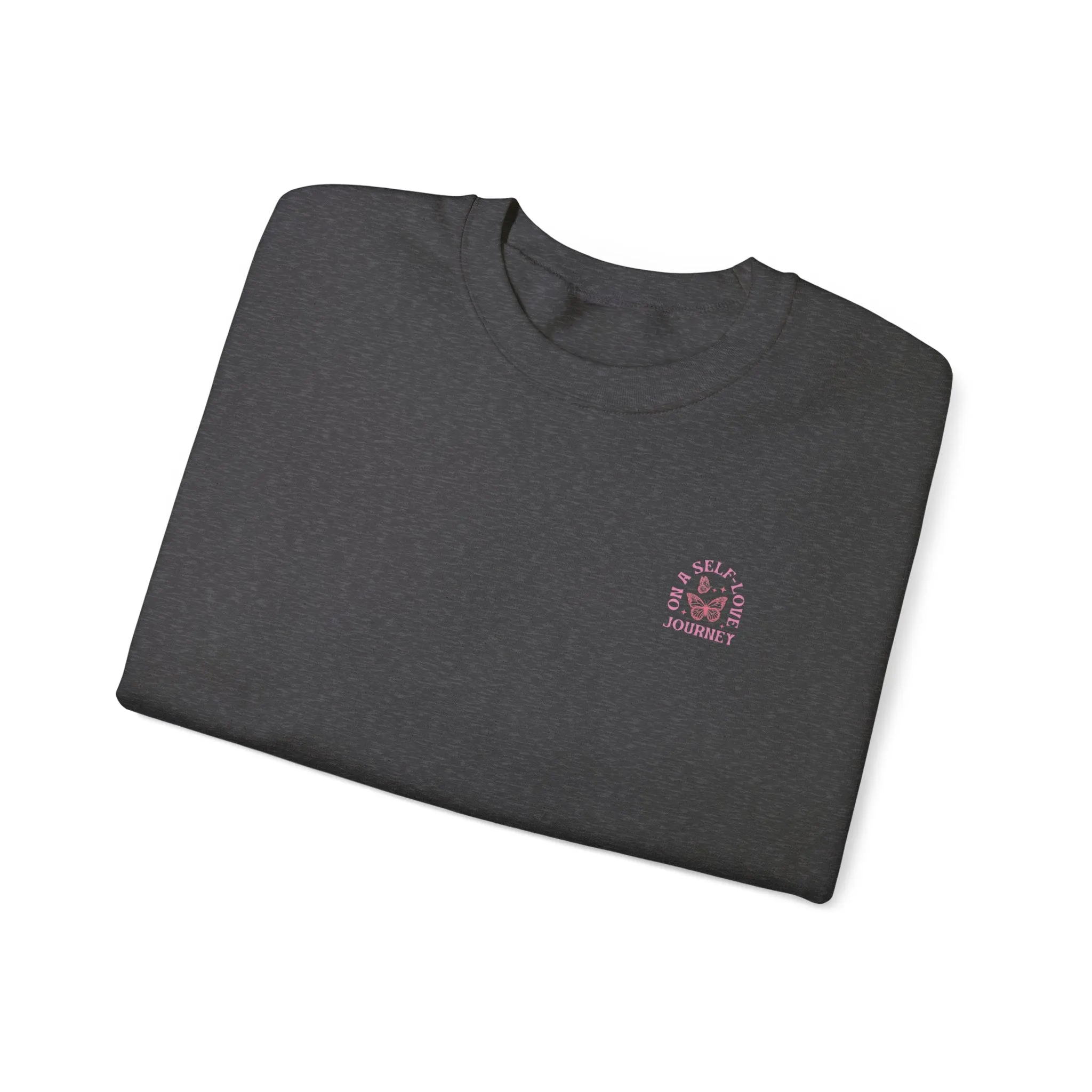 On A Self love Journey Front and back Double sided shirt Self Love club Happiness Unisex Heavy Blend™ Crewneck Sweatshirt