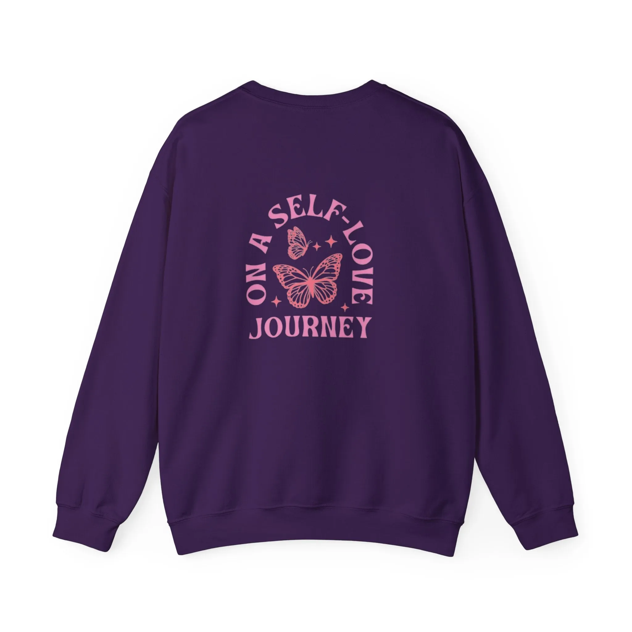 On A Self love Journey Front and back Double sided shirt Self Love club Happiness Unisex Heavy Blend™ Crewneck Sweatshirt