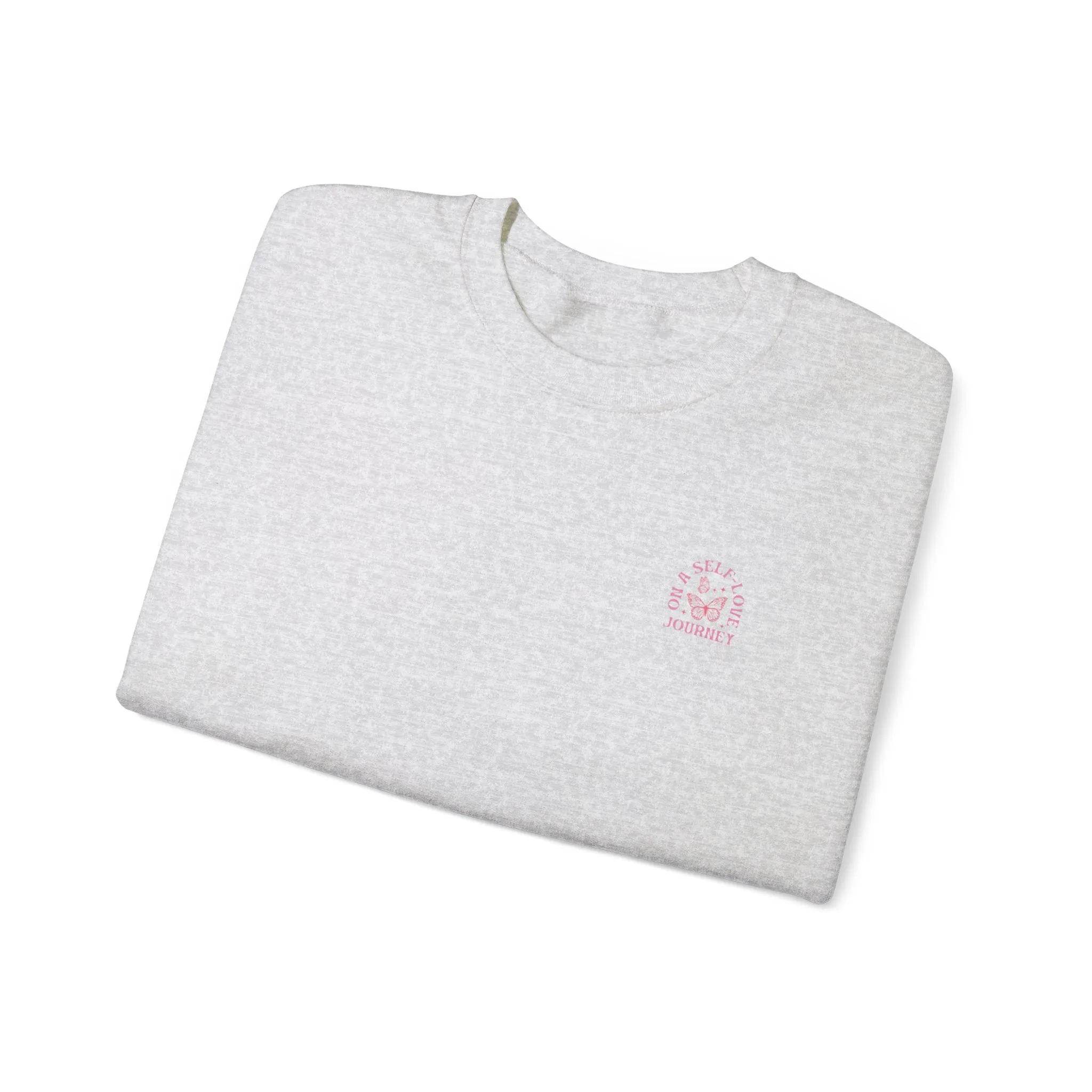On A Self love Journey Front and back Double sided shirt Self Love club Happiness Unisex Heavy Blend™ Crewneck Sweatshirt