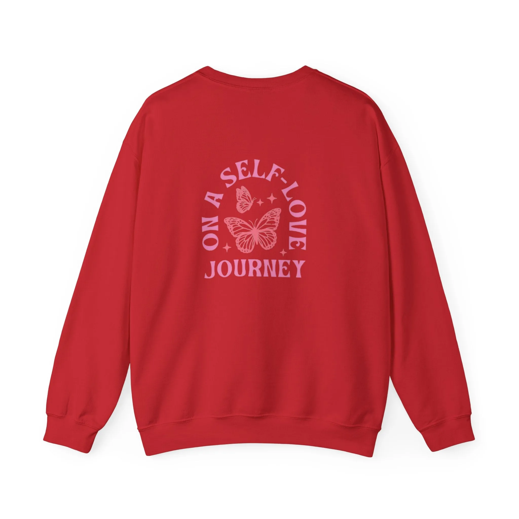 On A Self love Journey Front and back Double sided shirt Self Love club Happiness Unisex Heavy Blend™ Crewneck Sweatshirt