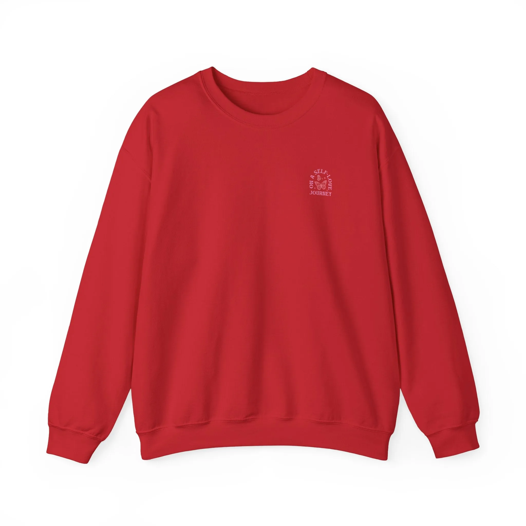 On A Self love Journey Front and back Double sided shirt Self Love club Happiness Unisex Heavy Blend™ Crewneck Sweatshirt