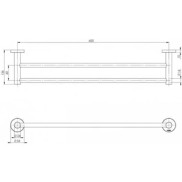 Phoenix Radii Double Towel Rail Round Plate Matte Black