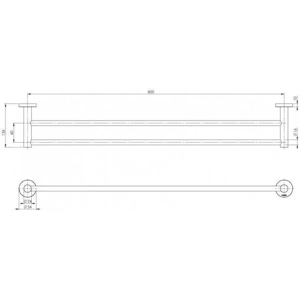 Phoenix Radii Double Towel Rail Round Plate Matte Black