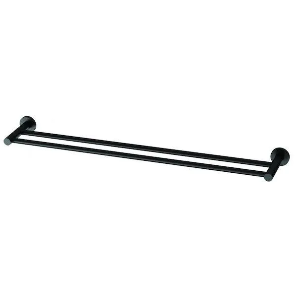 Phoenix Radii Double Towel Rail Round Plate Matte Black