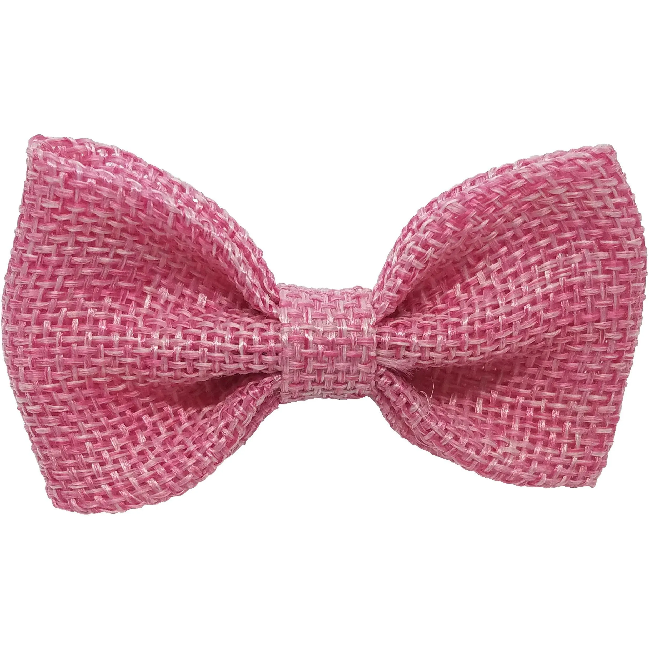 Pink 3" Burlap Hair Bow clips