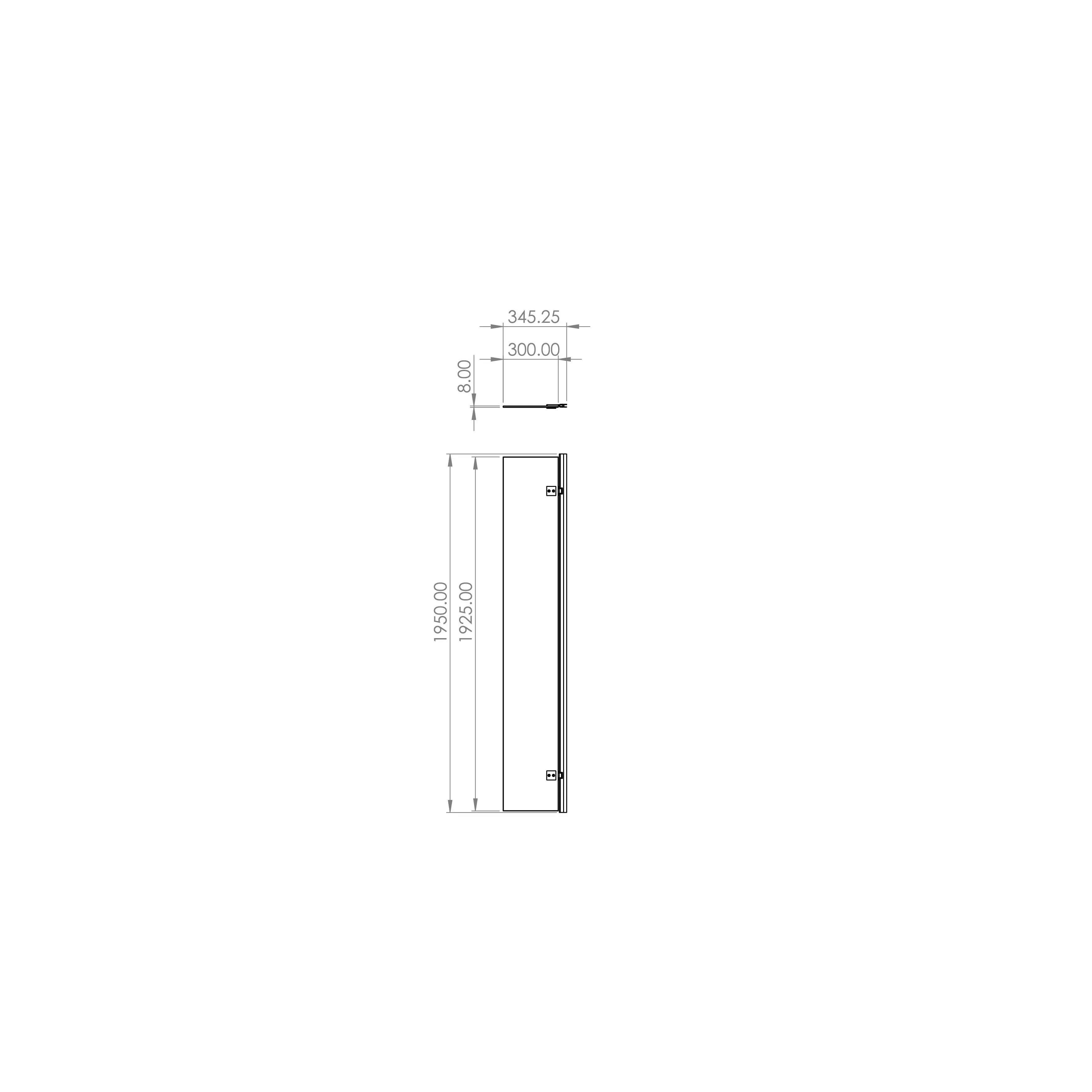Saneux Matte Black 8mm Walk-in flipper Shower panel Matte Black Perimeter