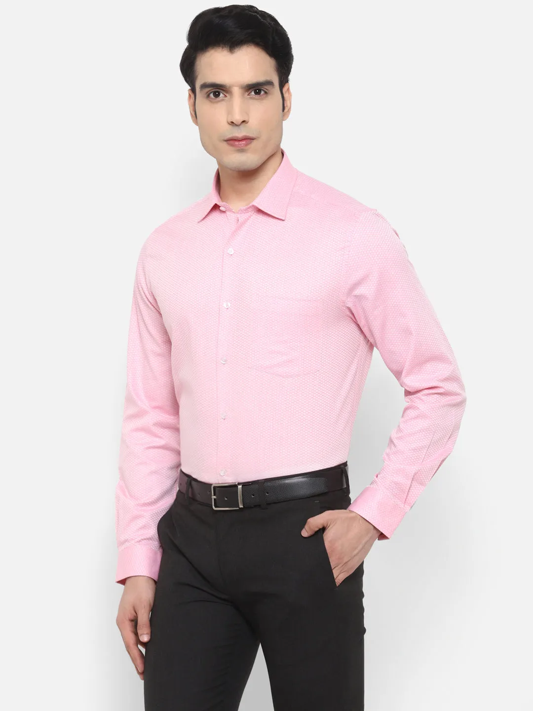 Solid Pink Slim Fit Formal Shirt