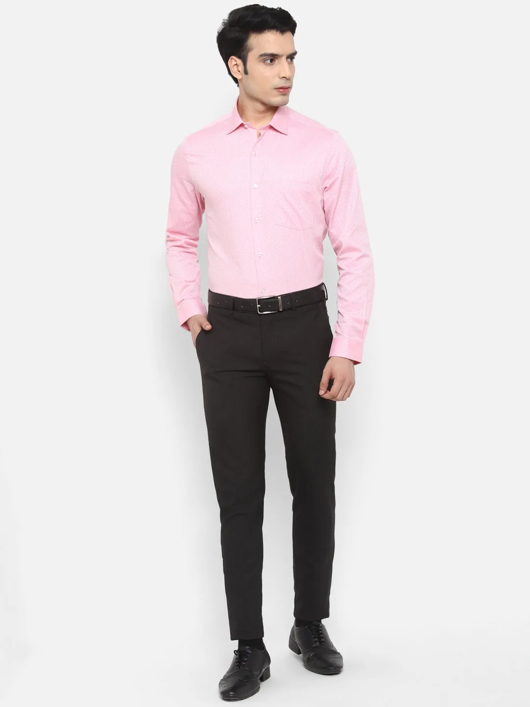 Solid Pink Slim Fit Formal Shirt