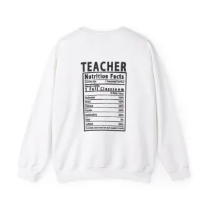 Teacher Nutritional Facts Unisex Heavy Blend™ Crewneck Sweatshirt