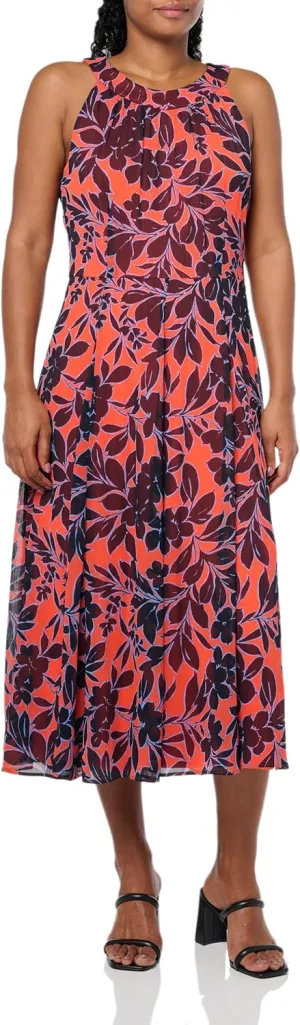 Tommy Hilfiger Women's Sleeveless Halter Neck Fit & Flare Midi Dress
