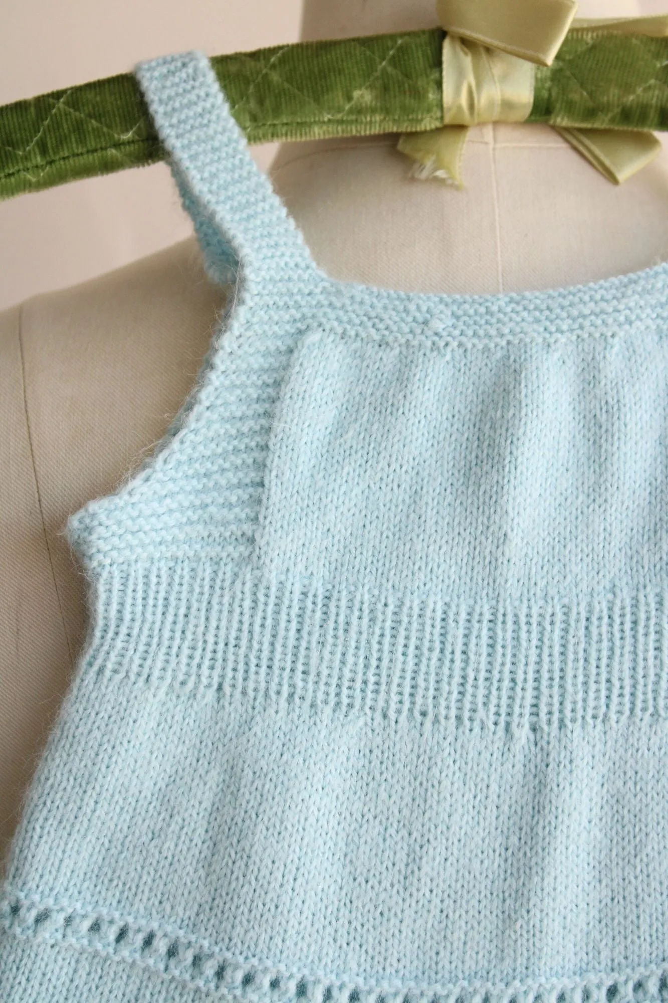 Vintage 1950s 1960s Blue Knit Baby Romper