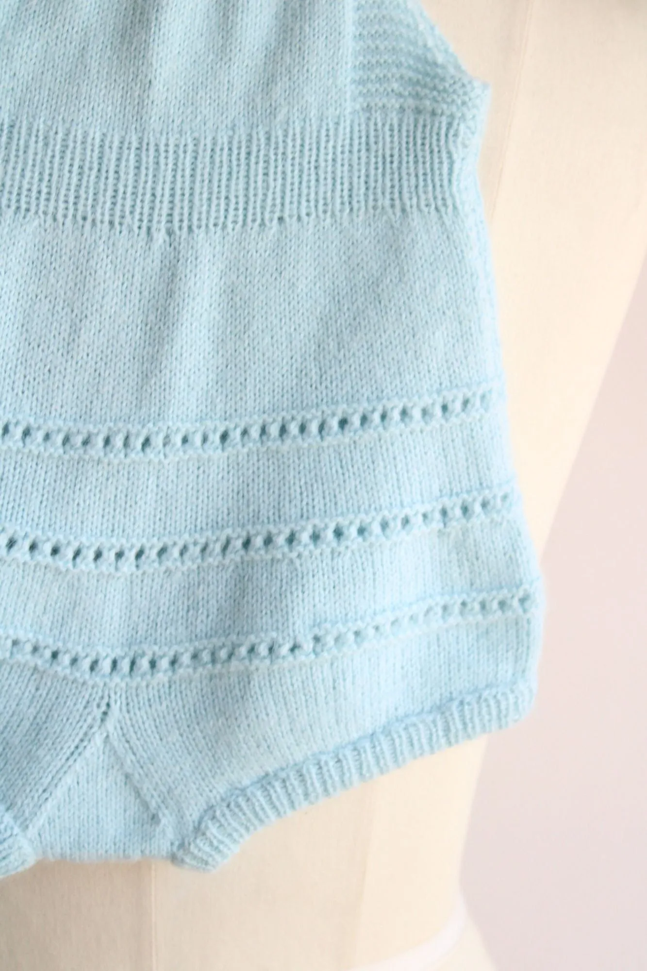 Vintage 1950s 1960s Blue Knit Baby Romper