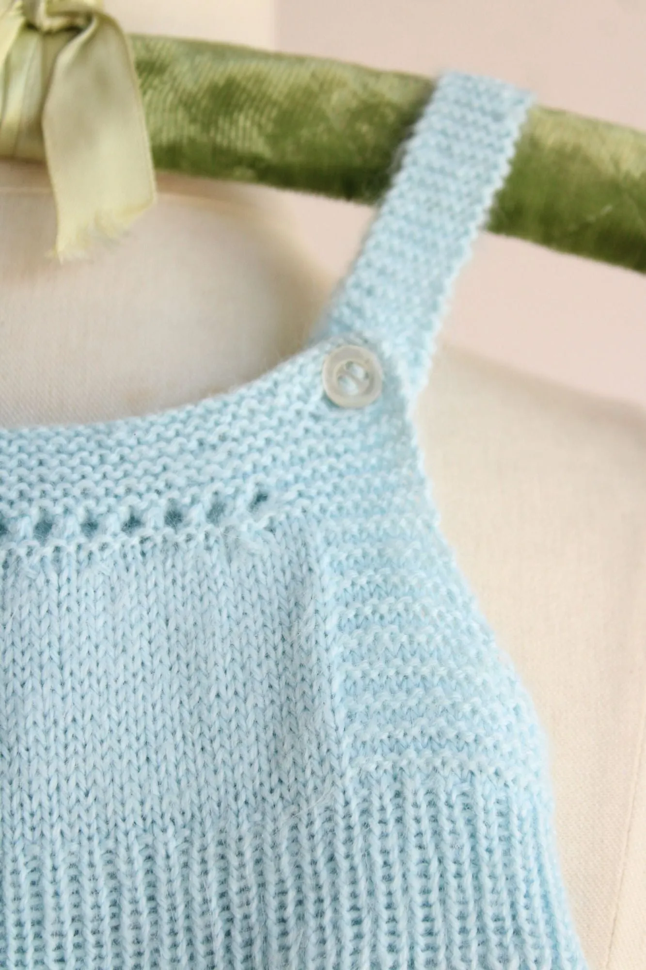 Vintage 1950s 1960s Blue Knit Baby Romper