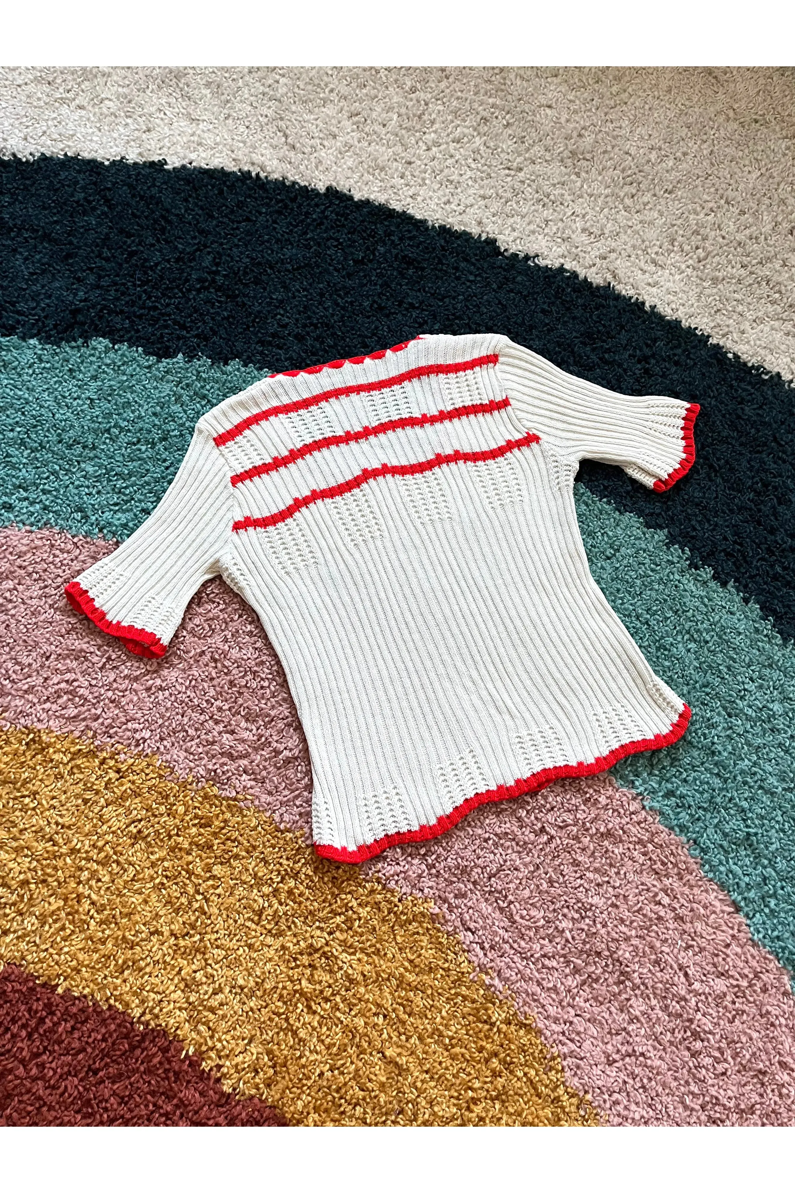 Vintage 70s Scallop Knit Top