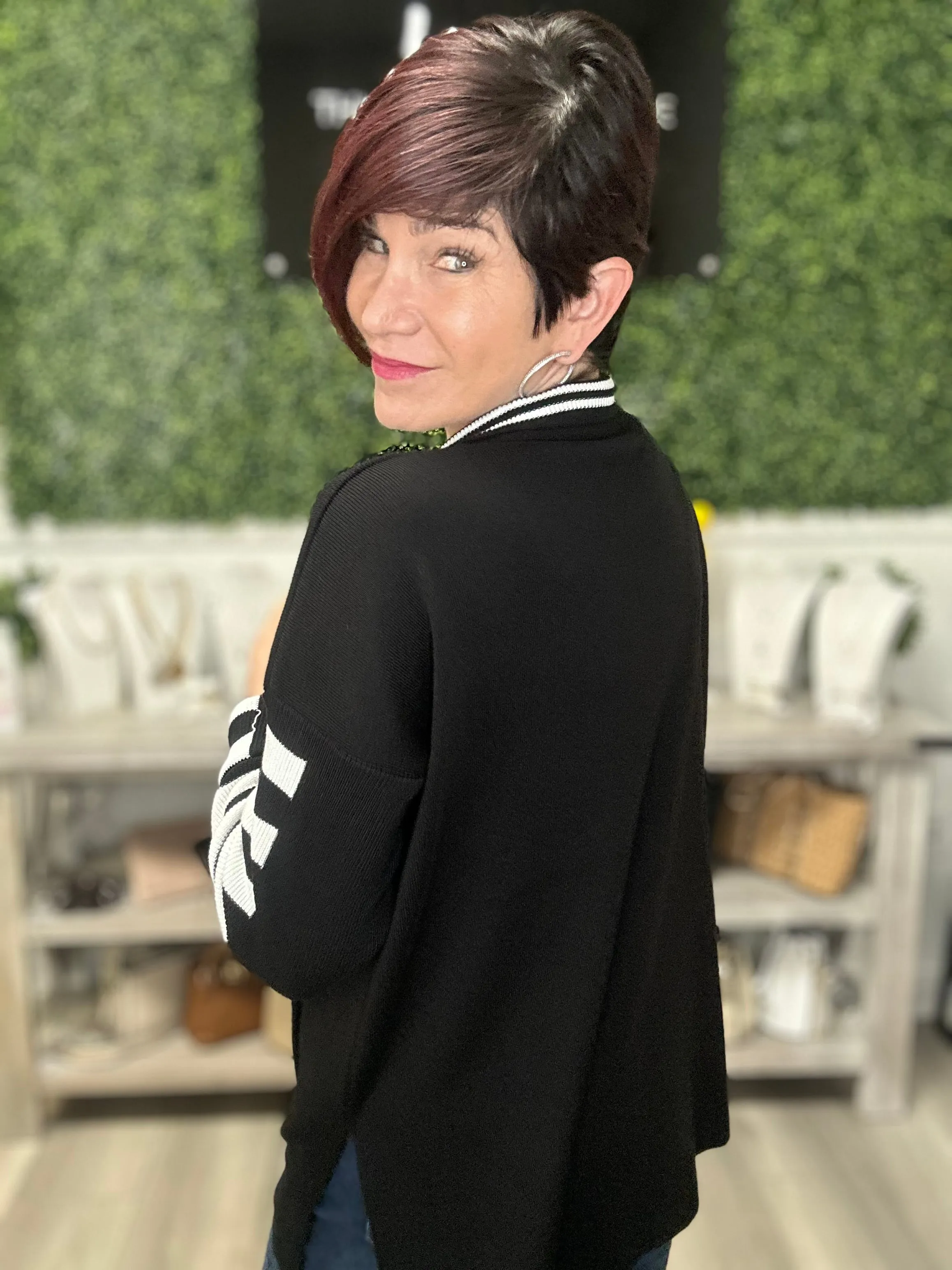 White Stripe Sleeve Zip Jacket