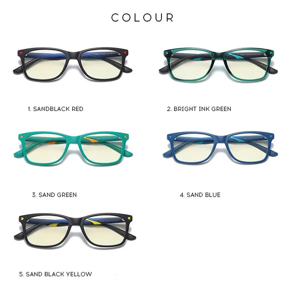 Wise - (Age 7-12)Children Blue Light Blocking Computer Reading Gaming Glasses - Sand Black Red