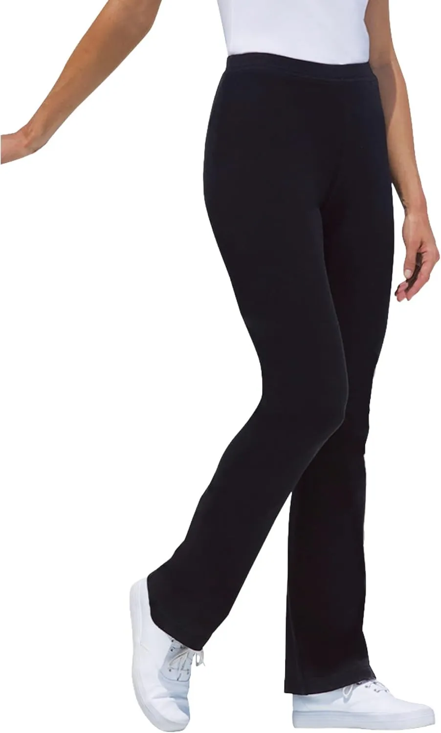 Woman Within Plus Size Petite Stretch Cotton Bootcut Pant - 2X, Black