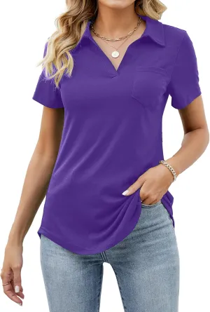 Women's Polo Shirts Short Sleeve Work Tops Business Casual Summer Tops Fashion 2025 Collared Blouses