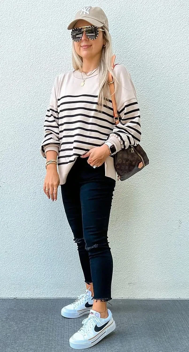 Womens Sweaters Causal Crewneck Batwing Sleeve Knit Top Side Split Oversized Pullover Sweater Loose Jumper